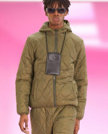 Mens Green Onion Quilted Zip Through Jacket, Green