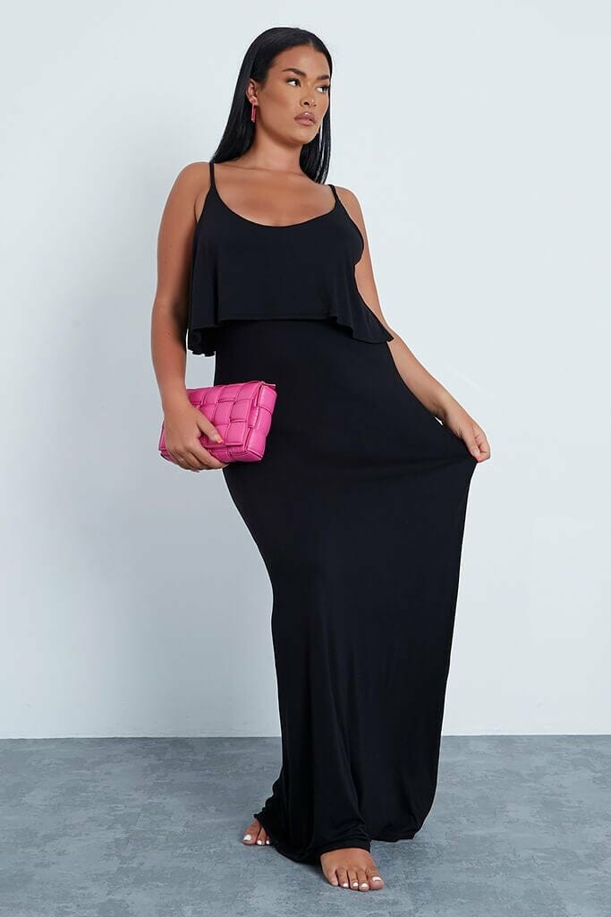Black Plus Size Jersey Cami Maxi Dress - 18 / BLACK