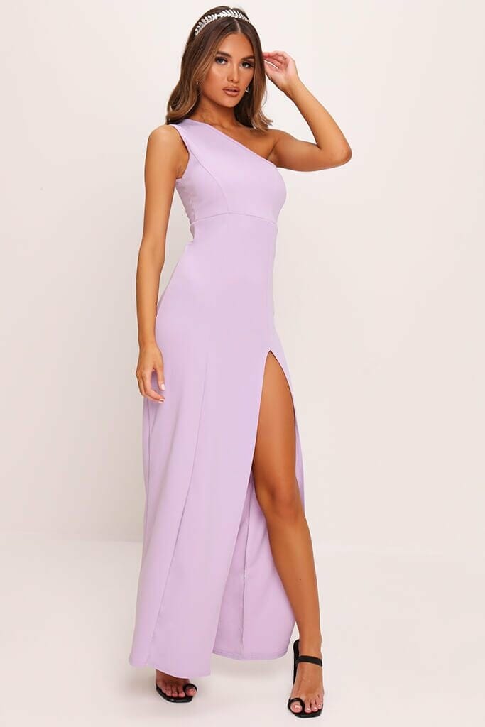 Lilac One Shoulder Maxi Dress - 4 / PURPLE