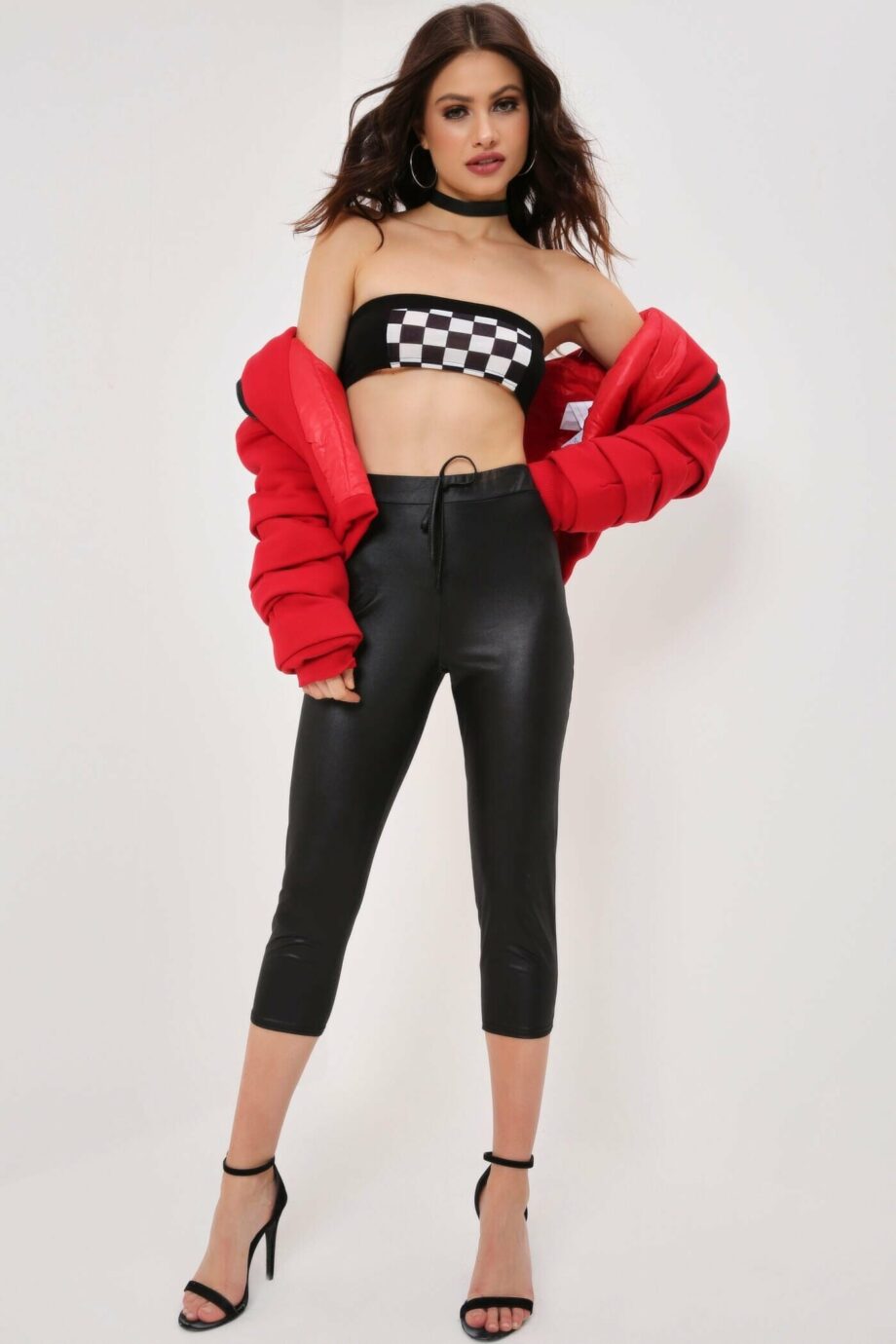Black Crop Pu Trousers - 6 / BLACK