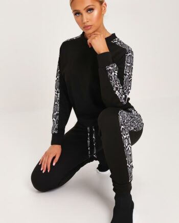 Black Snake Side Stripe Loungewear Set - S/M / BLACK