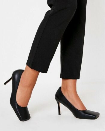 Black Square Toe Court Shoes - 3 / BLACK