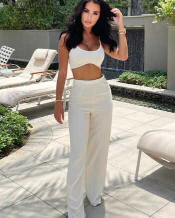 Cream Scratch Linen Wide Leg Trousers - 4 / WHITE
