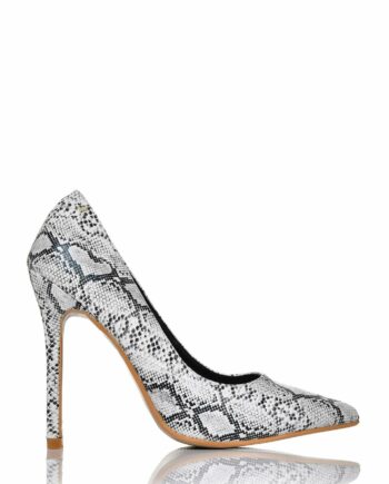 Grey Snake Print Court Heels - 3 / GREY