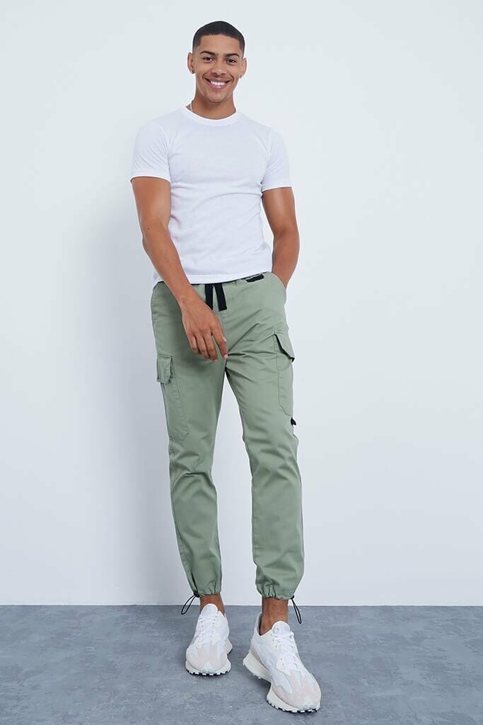Khaki Twill Cargo Trousers - XS / GREEN