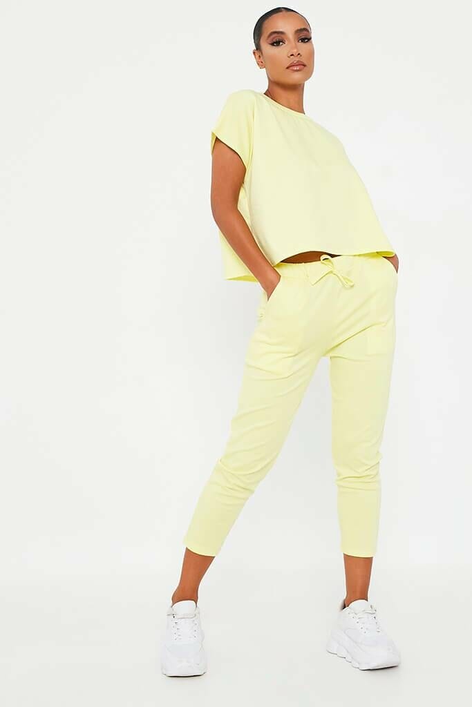 Lemon Boxy Lightweight Ponte Loungewear Set - S/M / YELLOW