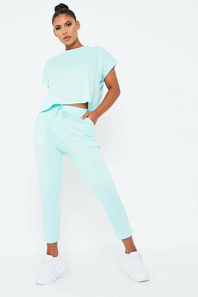 Mint Green Boxy Lightweight Ponte Loungewear Set - S/M