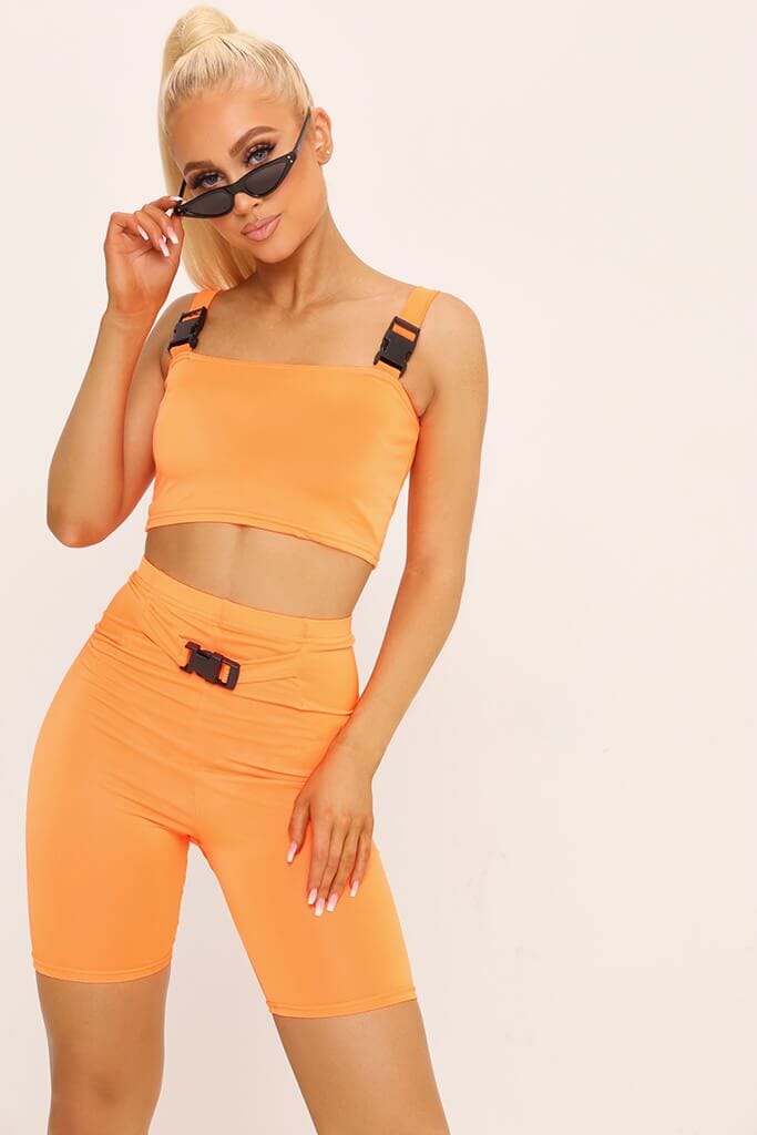 Neon Orange Seatbelt Belt Cycling Shorts - 6 / ORANGE