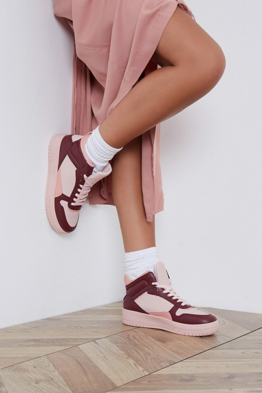 Pink High Top Panel Detail Trainers - 3 / PINK