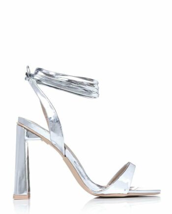 Silver Strappy Chunky Flat Heels - 3 / METALLIC