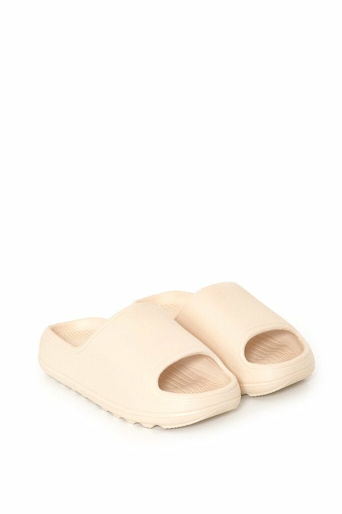 Stone Rubber Ribbed Sole Sliders - XS / BEIGE