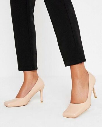 Stone Square Toe Court Shoes - 3 / BEIGE